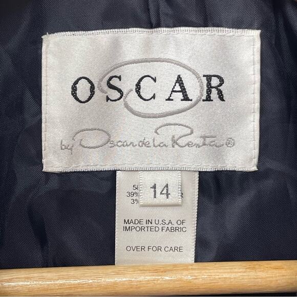 Oscar de la Renta Single Button Denim Colored Blazer With White Stitching 14 - Picture 6 of 8